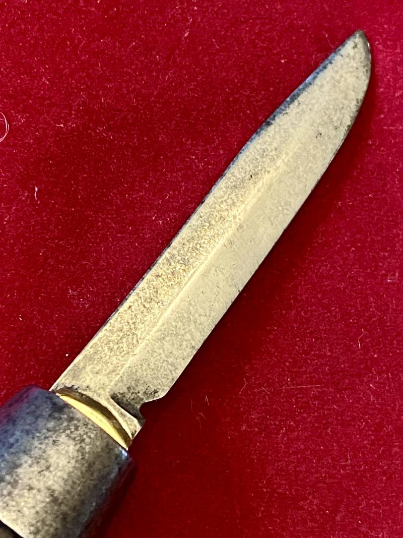 Miniature Antique Swedish Johan Engström of Eskilstuna - Curly Birch Barrel Knife with Concealed Folding Steel Blade