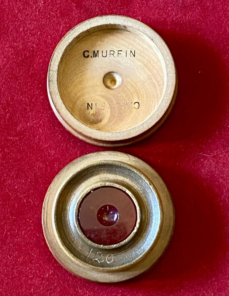 Antique Watchmaker’s Box Wood and Agate Stone Oil Pot