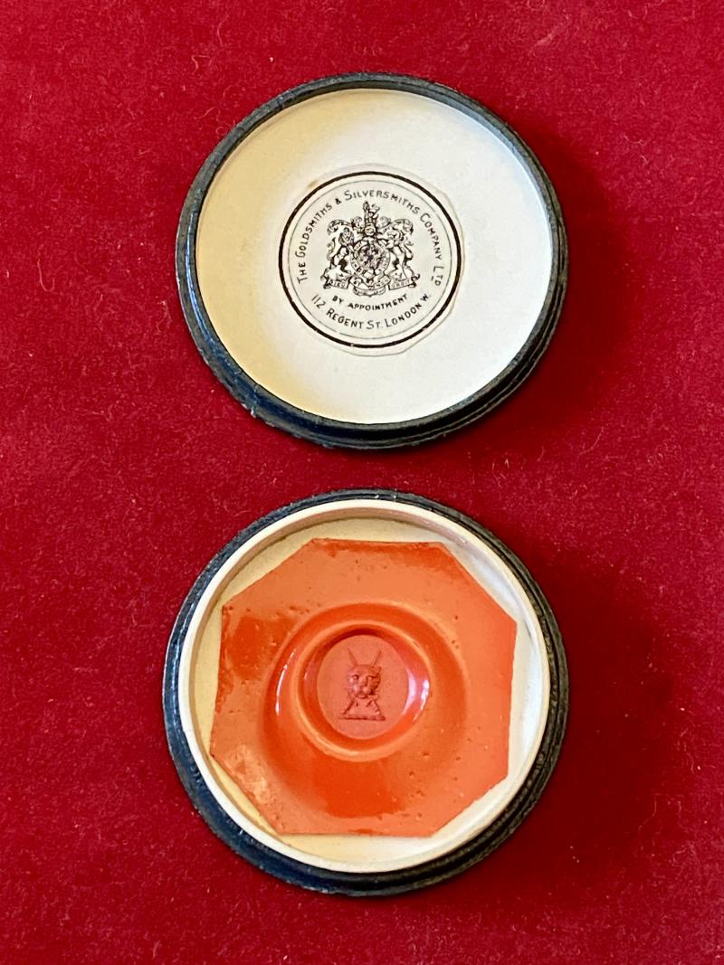 Antique British Armorial Wax Seal Impression Proof of the BUNBURY Family Crest by The Goldsmiths & Silversmiths Company Ltd with Original Case
