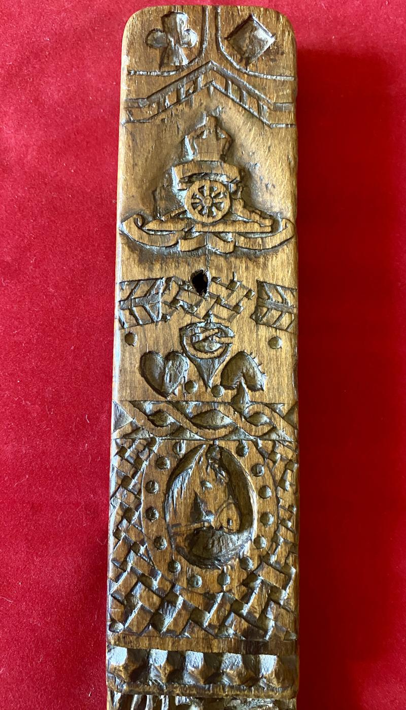 Unique WW2 British POW Hand Carved Wooden “Arm of a Chair” linked to the Royal Artillery