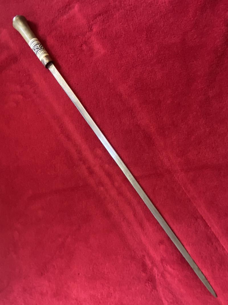 Antique Indian Sword Stick with Horn and Carved Bone Handle