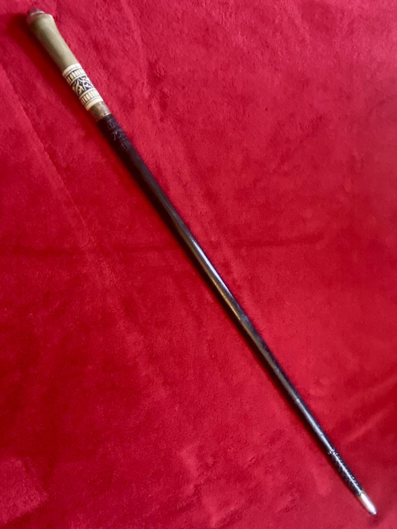 Antique Indian Sword Stick with Horn and Carved Bone Handle