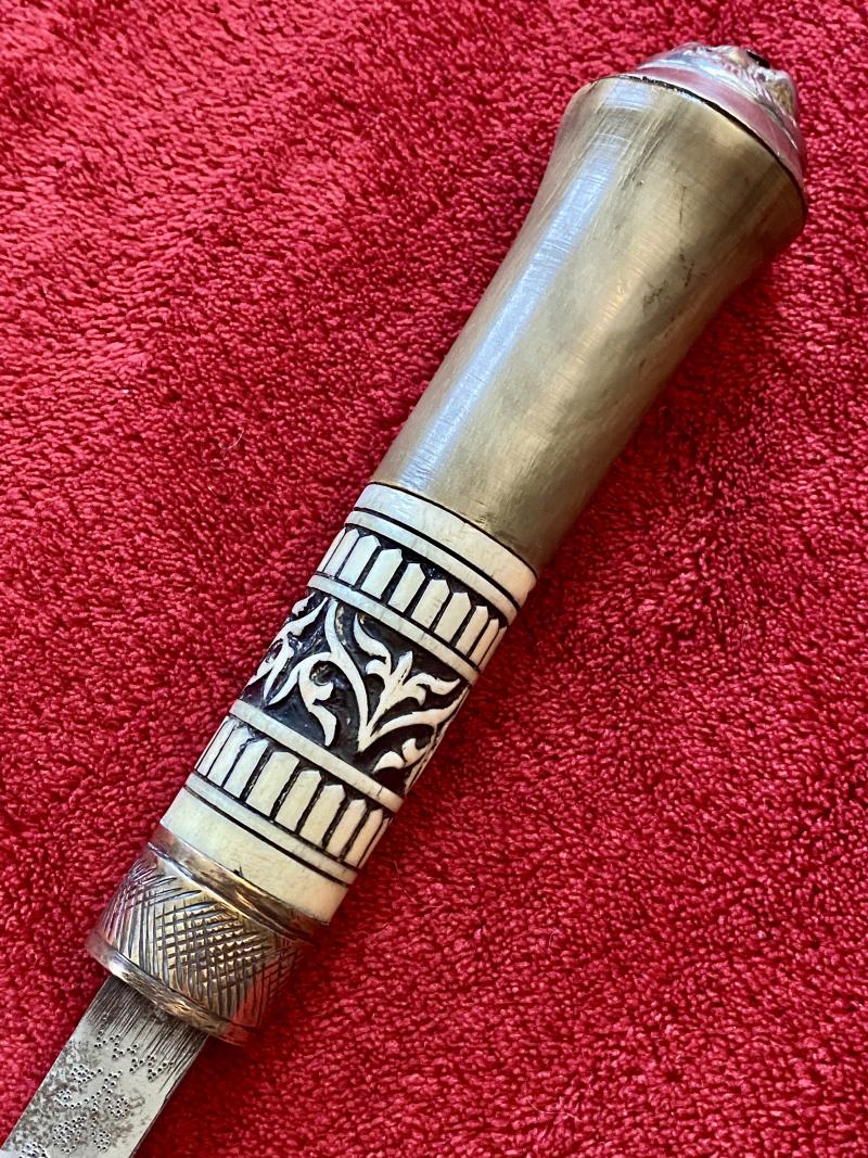 Antique Indian Sword Stick with Horn and Carved Bone Handle