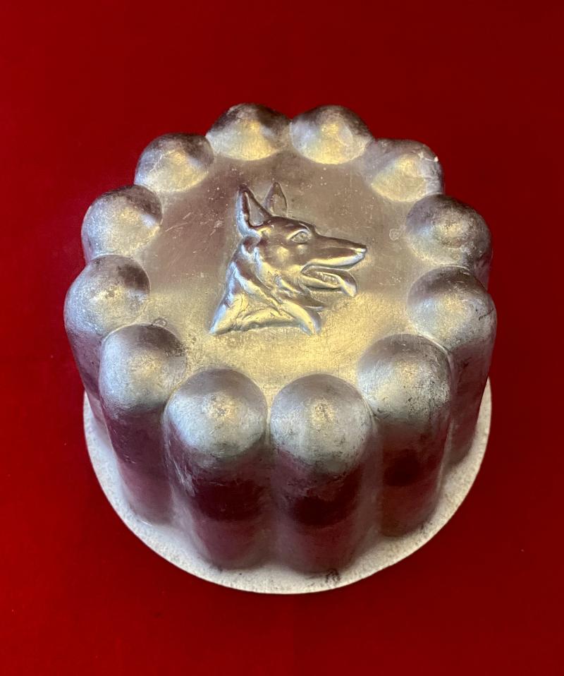 Vintage Aluminium Jelly Mould with Image of an Alsatian Dog’s Head