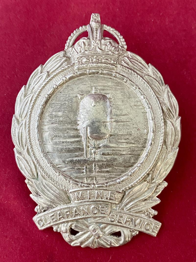 Original Large WW1 Royal Navy Mine Clearance Service (MCS) White Metal Cap Badge c1919