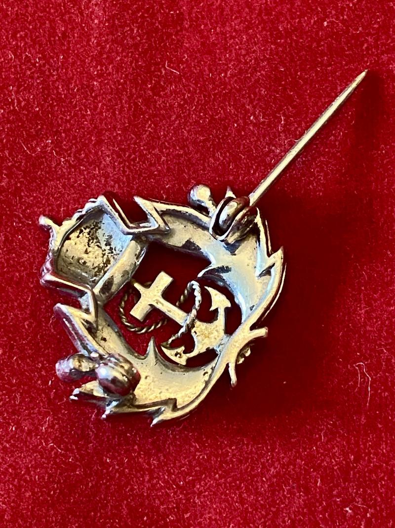 Mint Silver, Enamel and Marcasite Royal Navy Sweetheart Brooch c1930