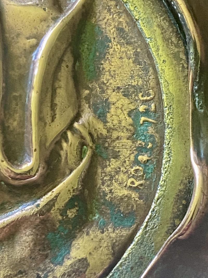 Antique 5.5” Copper Dish Set with the Raised Profile of Mr Bumble from Charles Dickens Novel Oliver Twist c1886