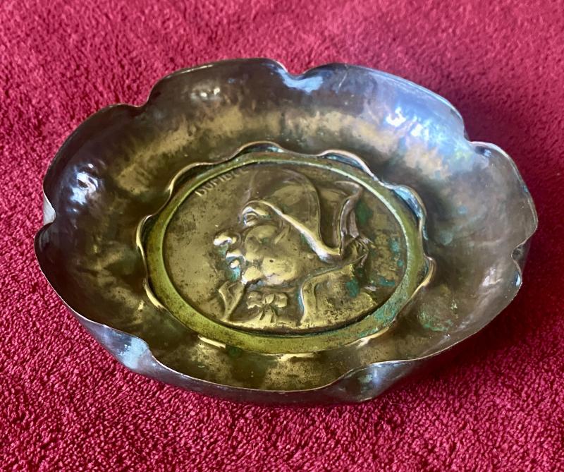Antique 5.5” Copper Dish Set with the Raised Profile of Mr Bumble from Charles Dickens Novel Oliver Twist c1886