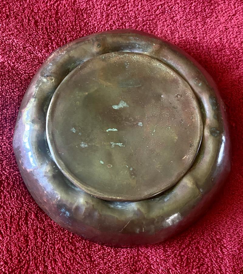 Antique 5.5” Copper Dish Set with the Raised Profile of Mr Bumble from Charles Dickens Novel Oliver Twist c1886