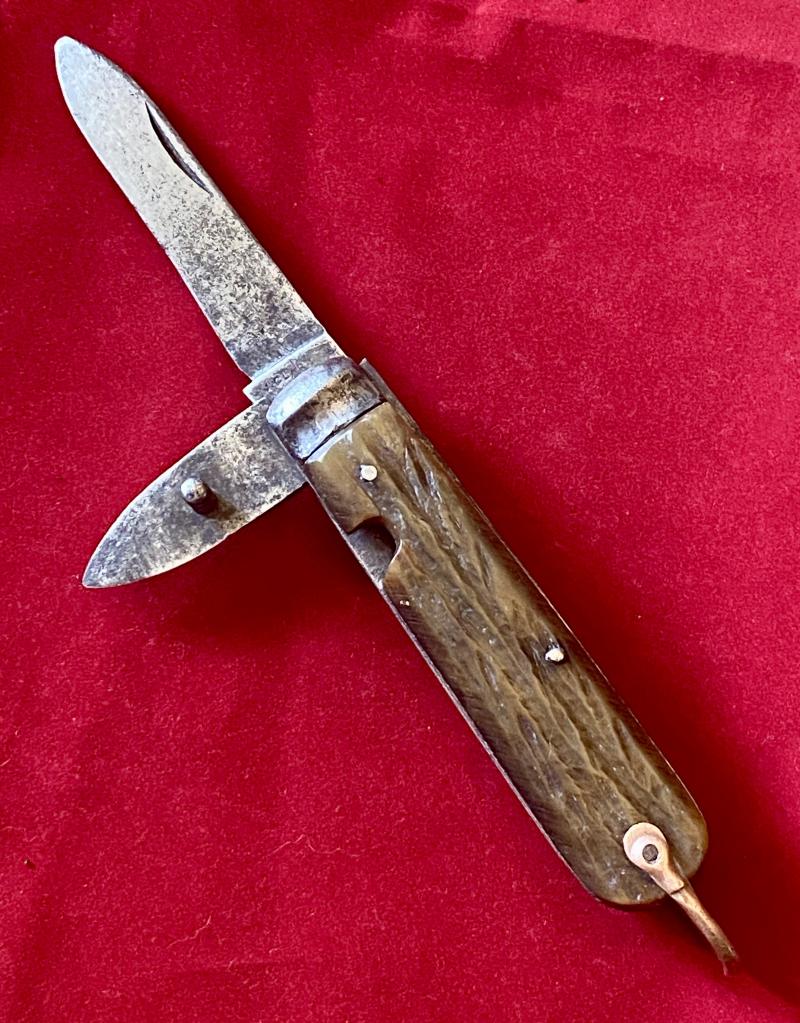 British WW1 Pattern 8173/1914 Clasp Knife with Jigged Horn Grip by J. Clarke & Son Sheffield