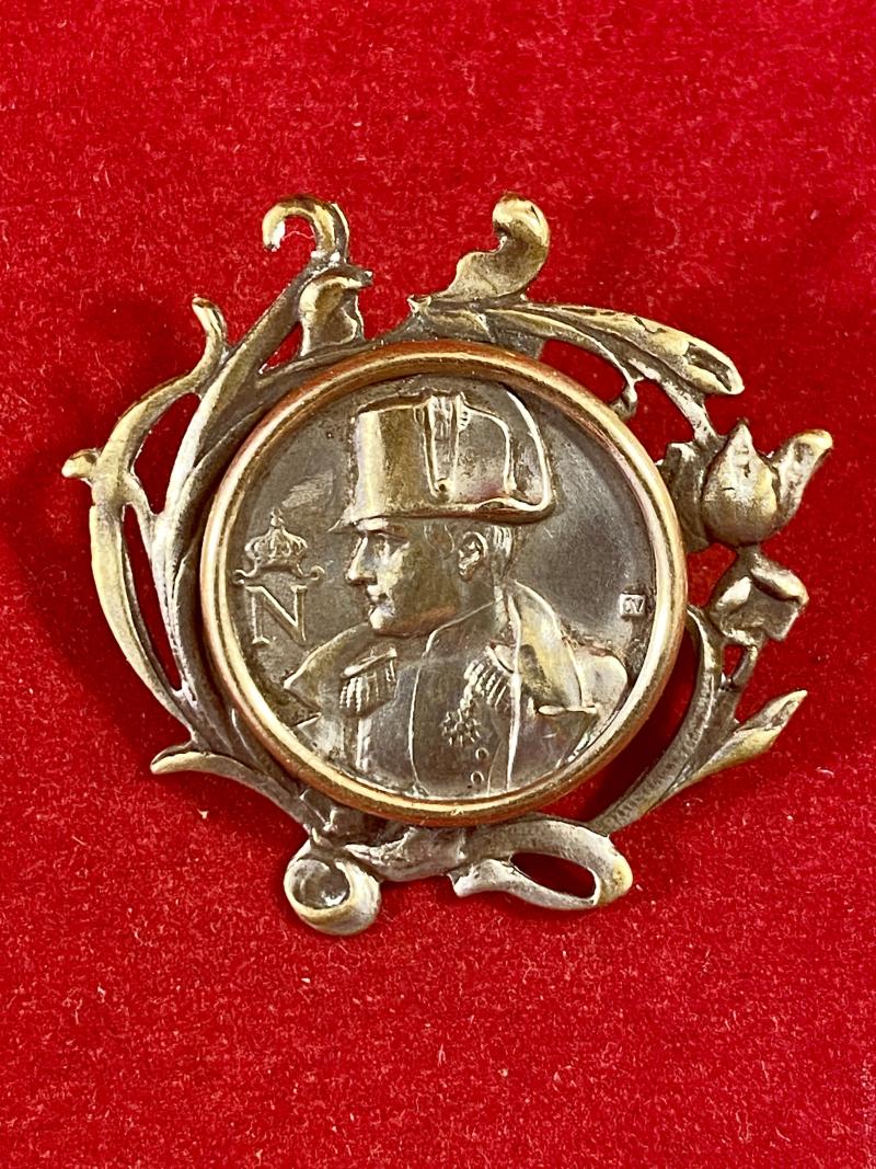 Antique Napoleon Bonaparte Commemorative Silver Plated Brooch c1815