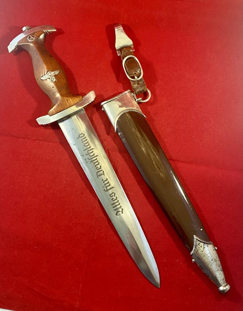 WW2 German SA Dagger by Scarce Maker Carl Schmidt Sohn A-G Solingen with Original Hanger