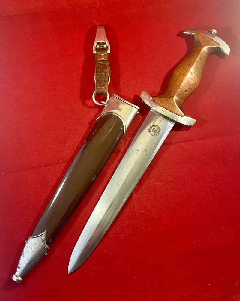 WW2 German SA Dagger by Scarce Maker Carl Schmidt Sohn A-G Solingen with Original Hanger