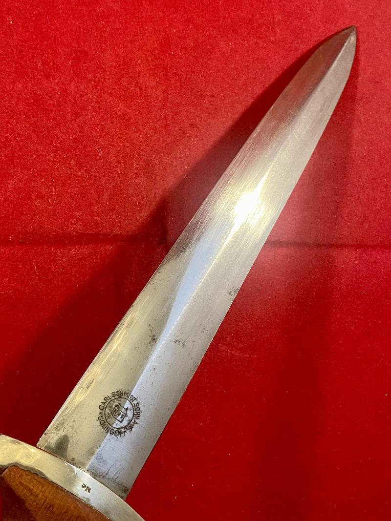 WW2 German SA Dagger by Scarce Maker Carl Schmidt Sohn A-G Solingen with Original Hanger