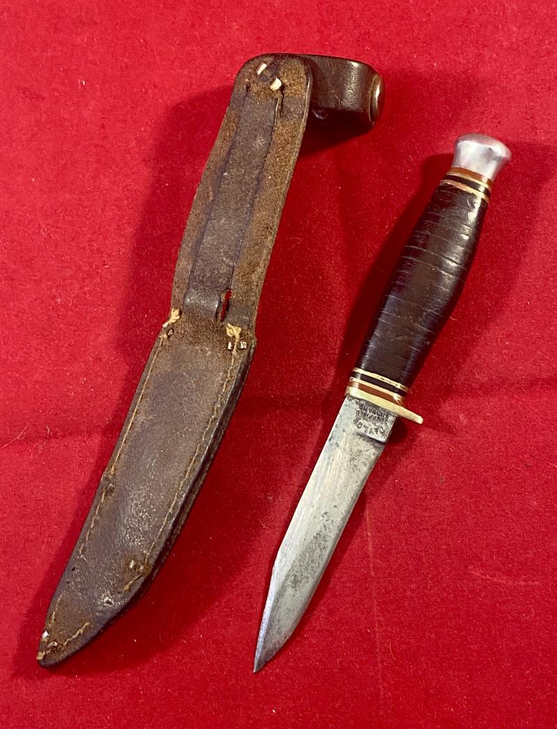 Small Vintage Bowie Knife with 2.75” Blade and Stacked Leather Grip by TAYLOR of Sheffield