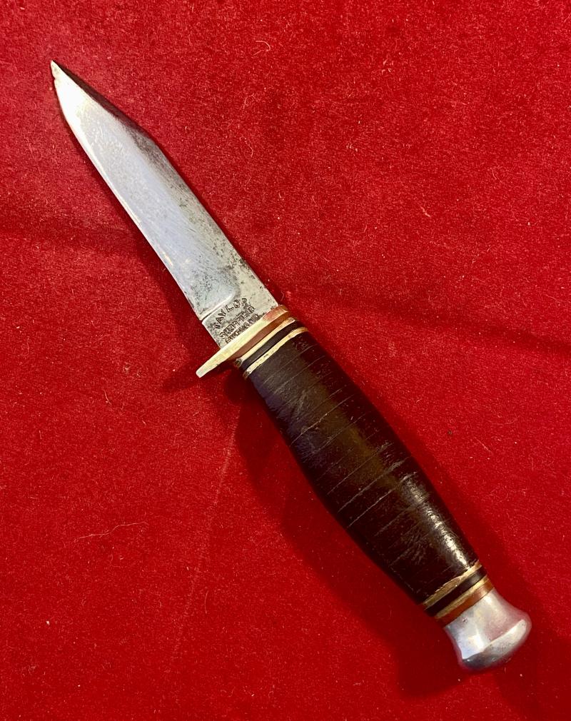 Small Vintage Bowie Knife with 2.75” Blade and Stacked Leather Grip by TAYLOR of Sheffield