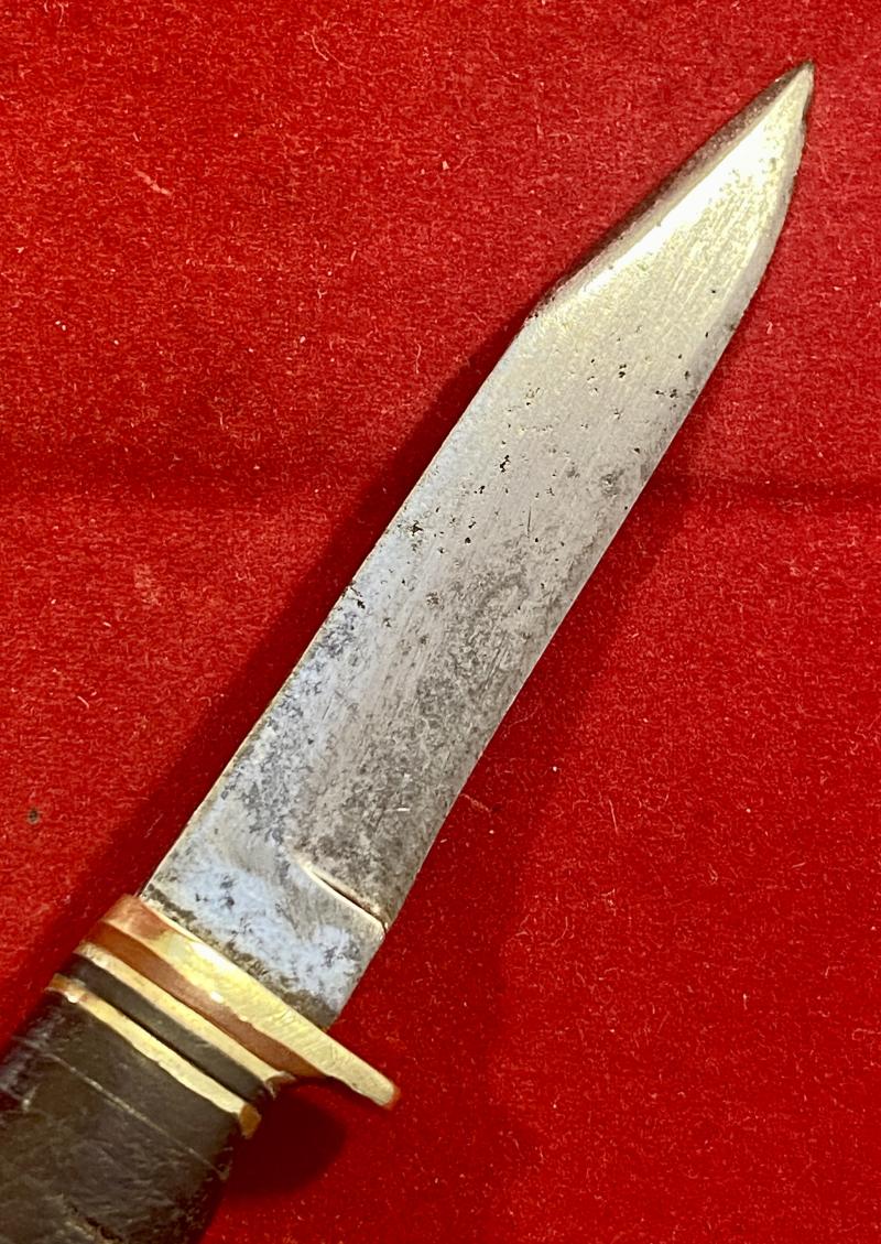 Small Vintage Bowie Knife with 2.75” Blade and Stacked Leather Grip by TAYLOR of Sheffield