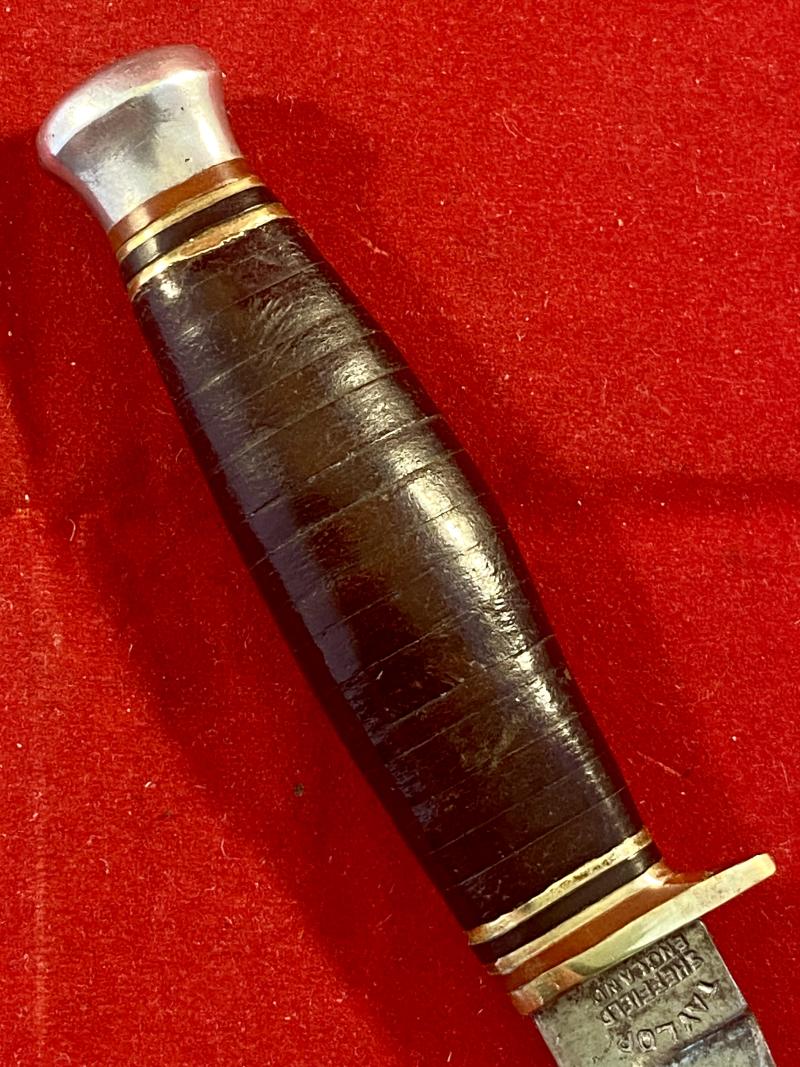 Small Vintage Bowie Knife with 2.75” Blade and Stacked Leather Grip by TAYLOR of Sheffield