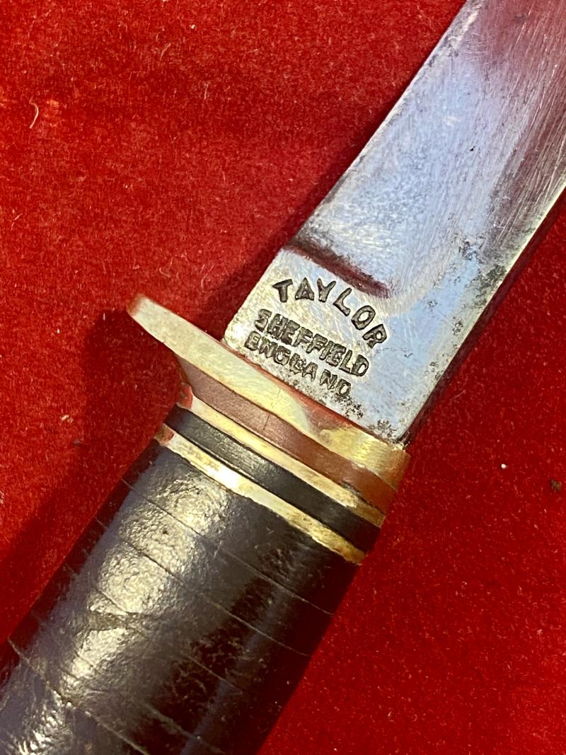 Small Vintage Bowie Knife with 2.75” Blade and Stacked Leather Grip by TAYLOR of Sheffield