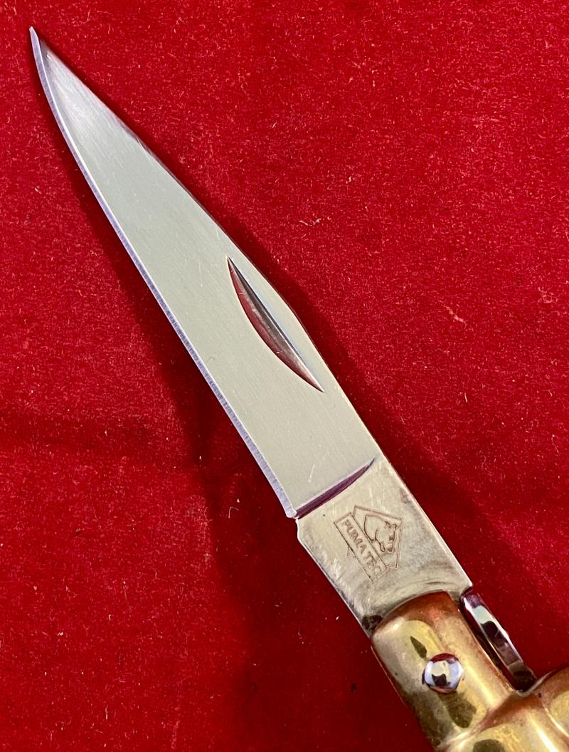 Mint PUMA TEC Stag Grip Manual Folding Stiletto Knife with 3” Blade