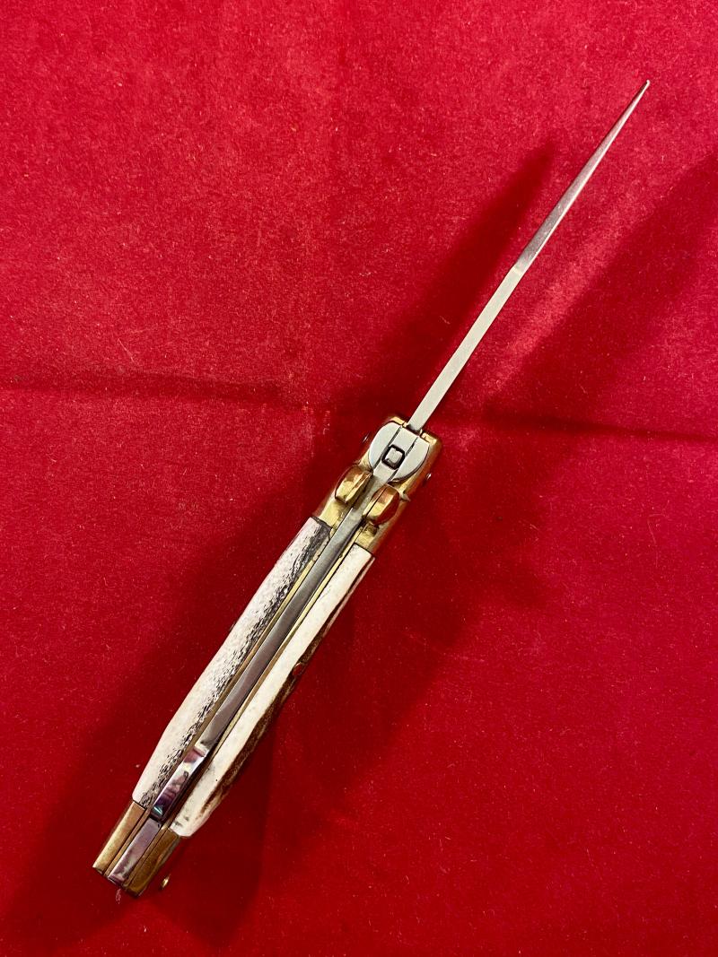Mint PUMA TEC Stag Grip Manual Folding Stiletto Knife with 3” Blade