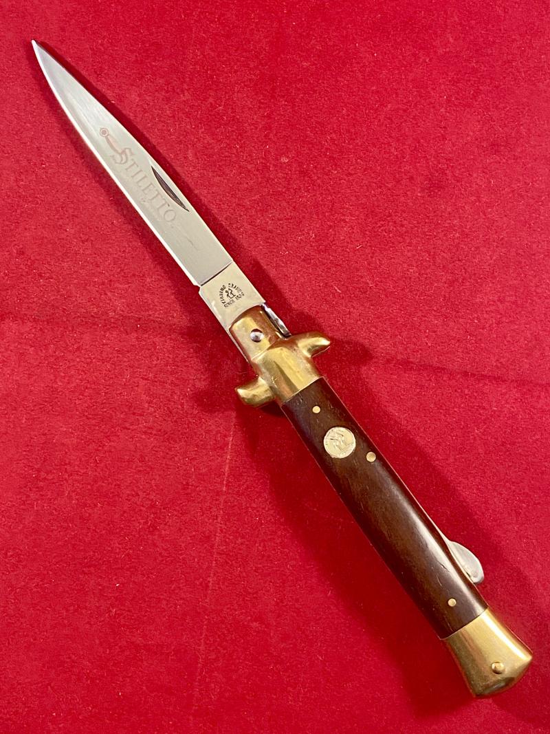 Mint Kissing Crane Manual Folding Stiletto Lock Back Knife with 4” Blade c2017