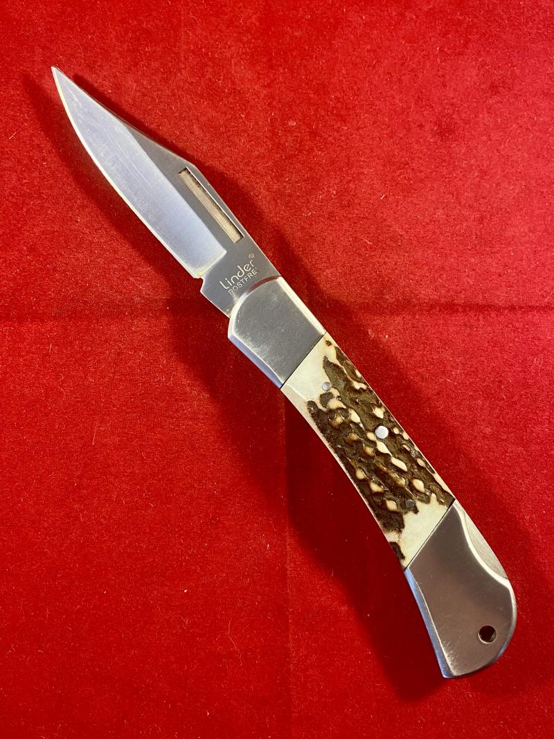 Mint Linder Lockback Pocket Knife with 3.5” Blade and Stag Horn Grip