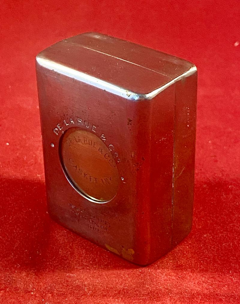 Antique Nickel Plated “Casket Ink” Travelling Inkwell by De La Rue & Co. Paris c1910