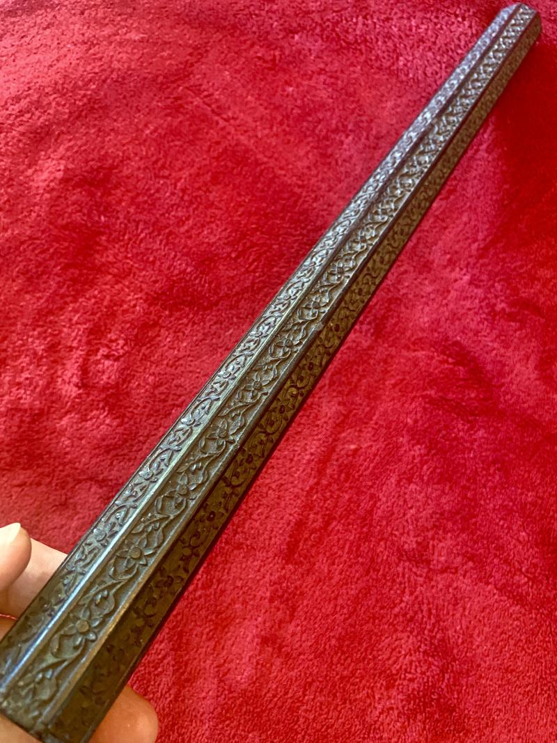 Rare 19th Century 18” Anglo-Indian Carved Ebony Scholar's Wrist Rest