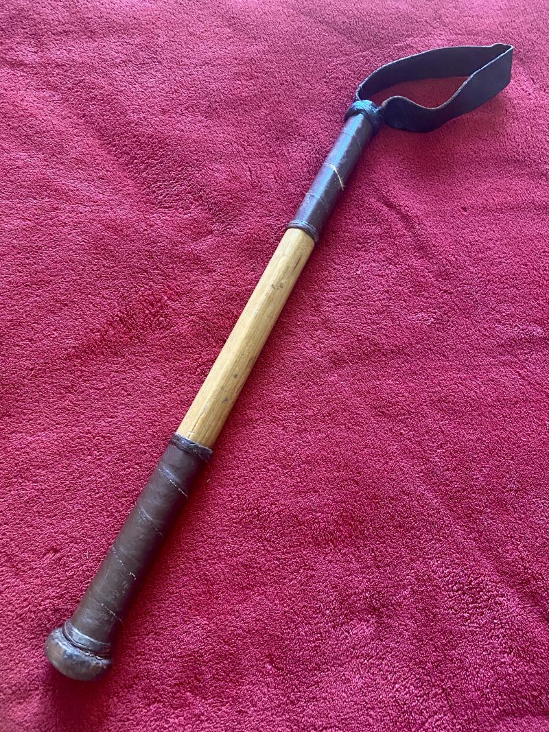 WW1 British Officers Weighted Leather Covered Malacca Cane Riding Crop or Cosh