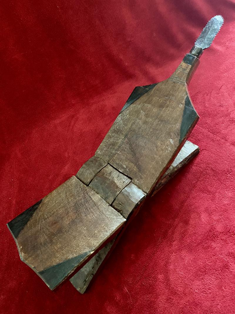 African Wood Carved and Patterned Coconut Grater “Mbuzi” Zaramo People Tanzania