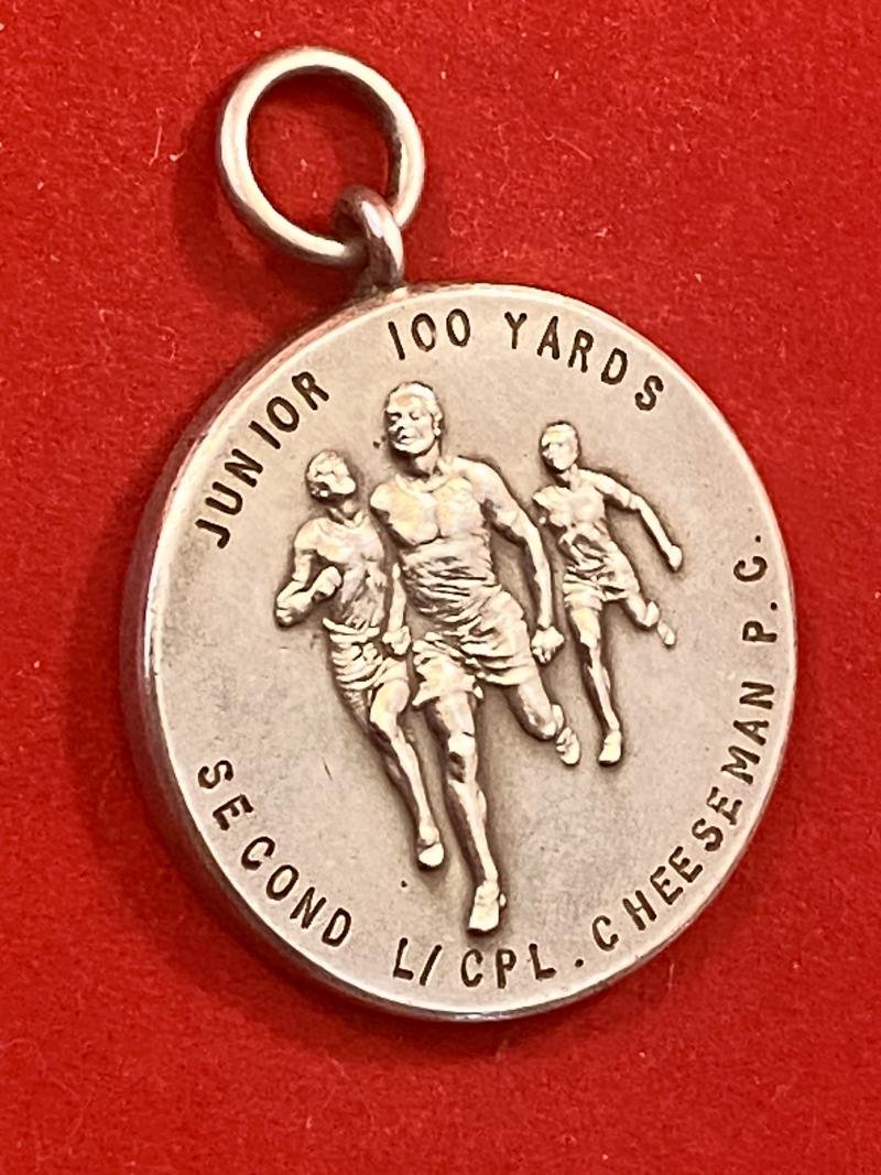Army Cadet Force Silver Sports Medal awarded to L/CPL Cheeseman for 2nd Place in the 100yds in 1946