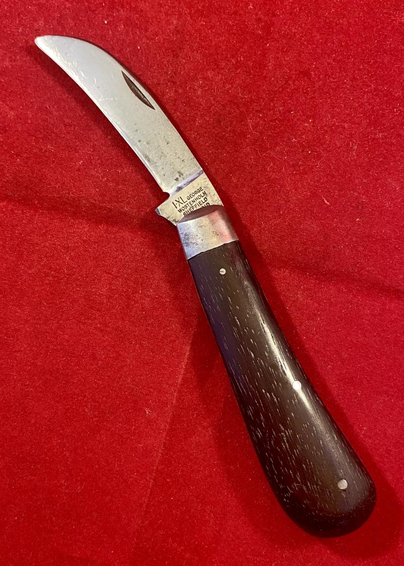 Vintage Pocket Pruning Knife with Buffalo Horn Grip by I XL George Wostenholm of Sheffield c1960