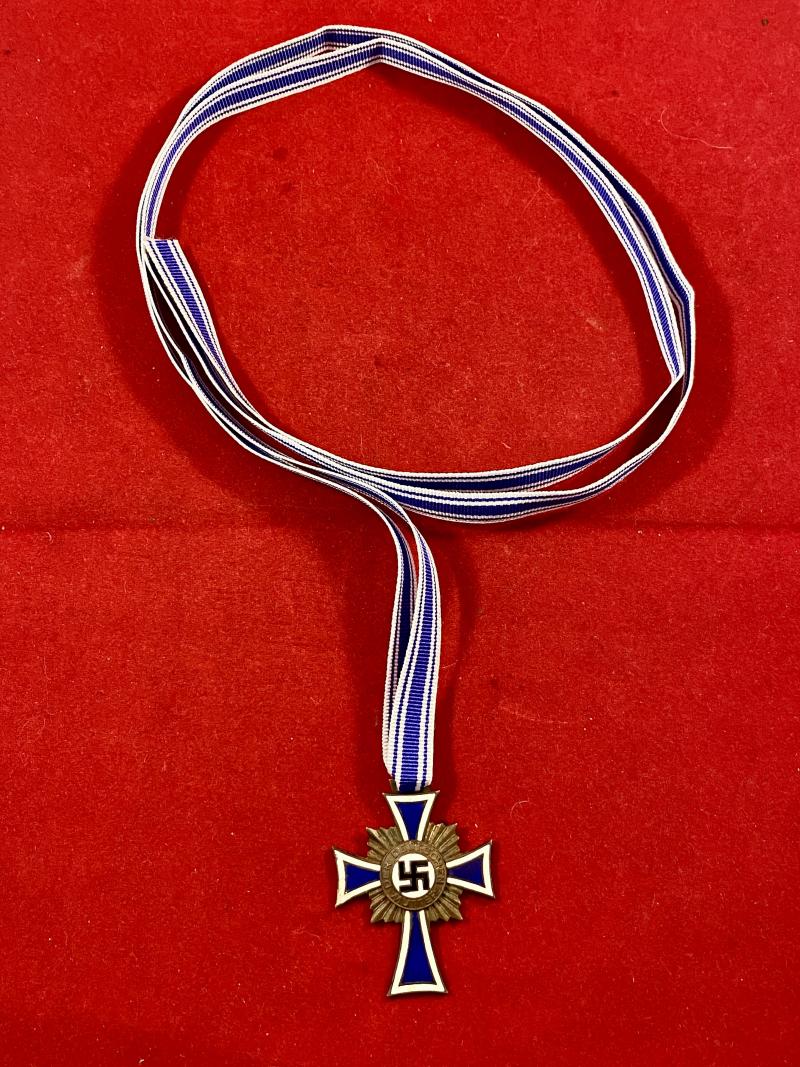 Genuine WW2 German Mother’s Cross in Bronze with a New Ribbon