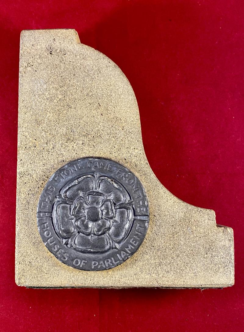 WW2 Souvenir Bookends made from salvaged Portland Stone from the Houses of Parliament after the Blitz bombings during May 1941