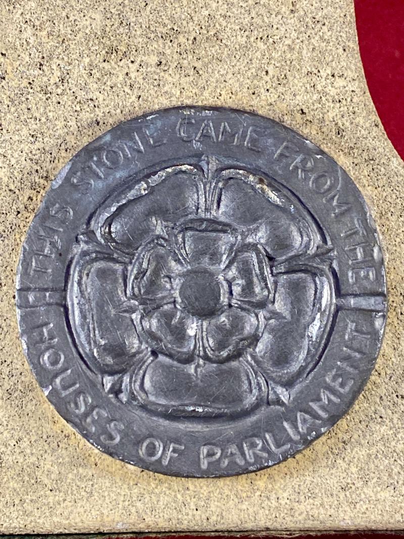 WW2 Souvenir Bookends made from salvaged Portland Stone from the Houses of Parliament after the Blitz bombings during May 1941