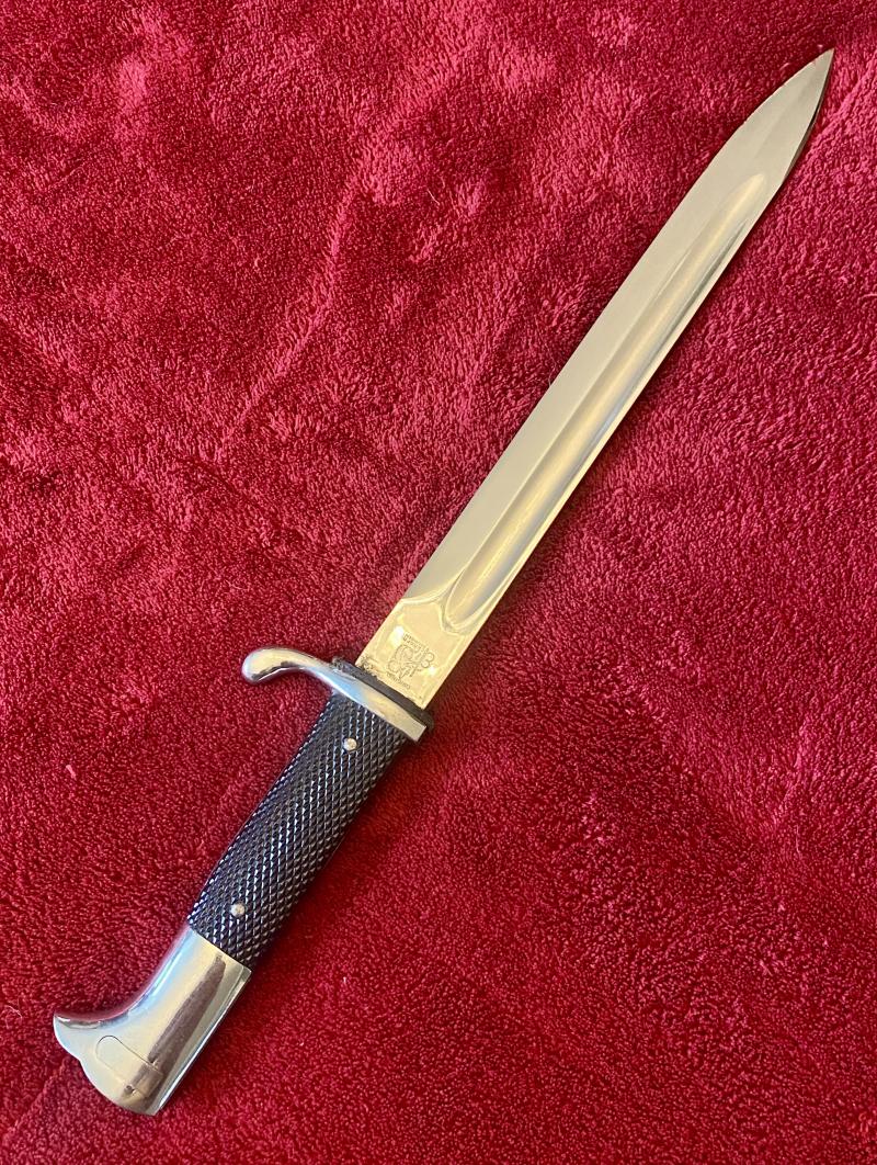 Near Mint Original WW2 German K98 Dress Bayonet with Etched Blade by Eickhorn with Scabbard and Leather Frog