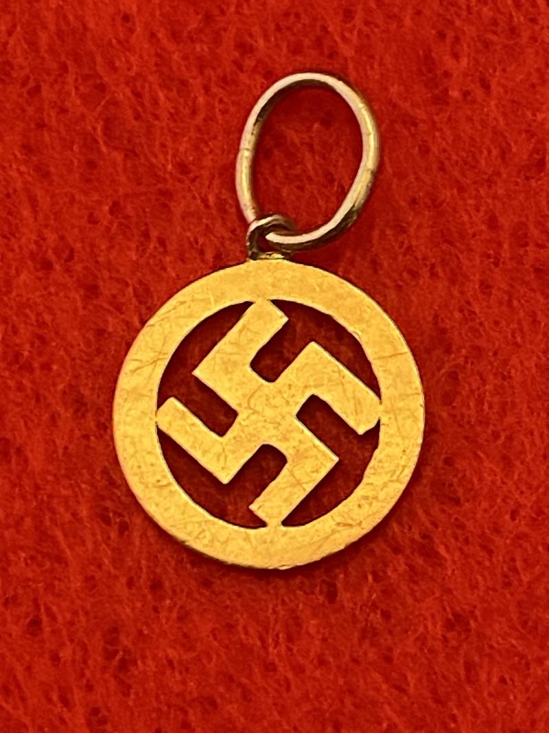Nazi Party 9ct Gold Swastika Charm or Small Pendant